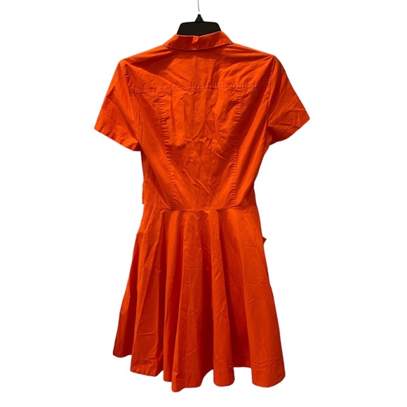 Armani Exchange Spicy Orange Button Front Shirt Dress Tie Bow 6 (runs small) - Picture 4 of 7